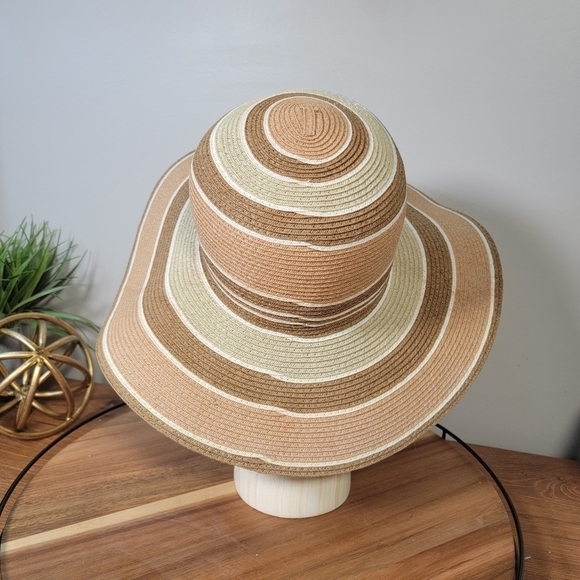 Ladies Fit Wide Brim Sun Hat Striped Foldable Travel Vacation Floppy Hat Beach - Picture 5 of 11